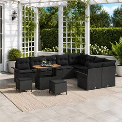 Outdoor Garden Sofa Set Modular Poly Rattan Furniture with Cushions Black 12pc