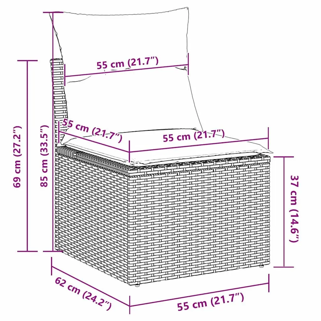 Garden Sofa Set 14 Pieces Black Outdoor Furniture Poly Rattan with Cushions