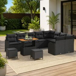 Garden Sofa Set Outdoor Furniture 12 Piece Black Poly Rattan Lounge Patio