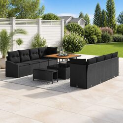 Garden Sofa Set 11 Pieces Black Poly Rattan Outdoor Furniture Patio Lounge