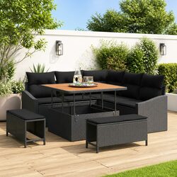 Outdoor Garden Sofa Set 8 Piece Poly Rattan Sectional Furniture with Cushions