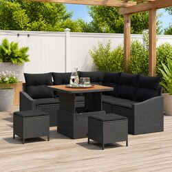 Outdoor Garden Sofa Set 8 Piece Poly Rattan Modular Furniture with Cushions