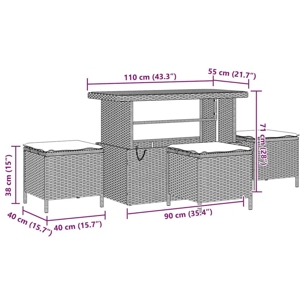 Garden Sofa Set 14 Piece Outdoor Seating Poly Rattan Black with Steel Legs and Cushions