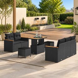 Outdoor Garden Sofa Set 8 Piece Modular Patio Furniture Black Poly Rattan