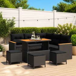 Garden Sofa Set 9 pcs Black Outdoor Furniture Patio Seating Modular Rattan