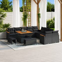 Garden Sofa Set 13 Pcs Outdoor Furniture Modular Poly Rattan Black Patio Lounge