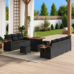 Garden Sofa Set 10 Piece Outdoor Furniture Poly Rattan Black Modular Lounge