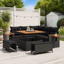 Garden Sofa Set 8 Piece Outdoor Furniture Modular Patio Seating Black Rattan