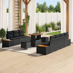 Outdoor Garden Sofa Set 10 Piece Modular Patio Furniture with Cushions Black