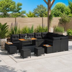 Outdoor Garden Sofa Set 13 Pieces Black Modular Patio Furniture with Adjustable