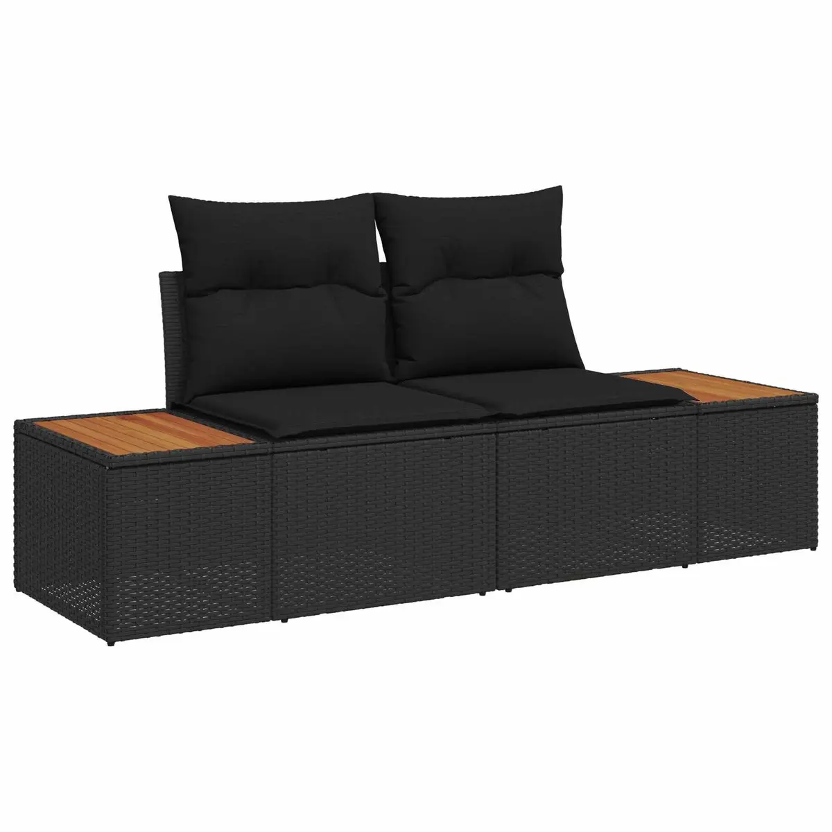Outdoor Garden Sofa Set 13 Piece Adjustable Tabletop Black Poly Rattan Steel Frame