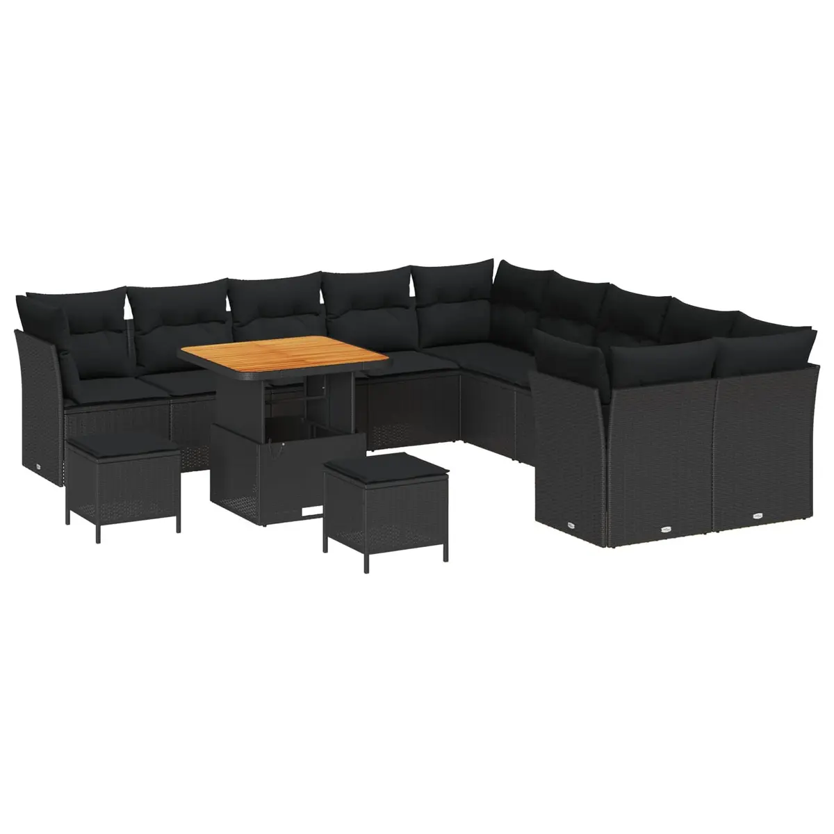 Outdoor Garden Sofa Set Modular 13 Pieces Poly Rattan Black