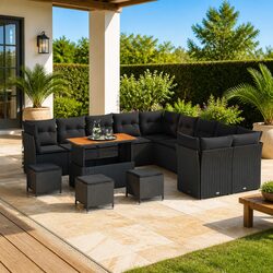 Outdoor Garden Sofa Set 14 Pieces Modular Patio Furniture with Cushions Black