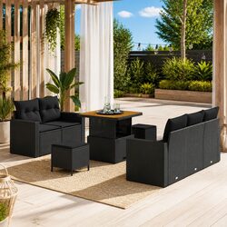 Outdoor Garden Sofa Set 8 Piece Modular Black Poly Rattan Lounge with Storage