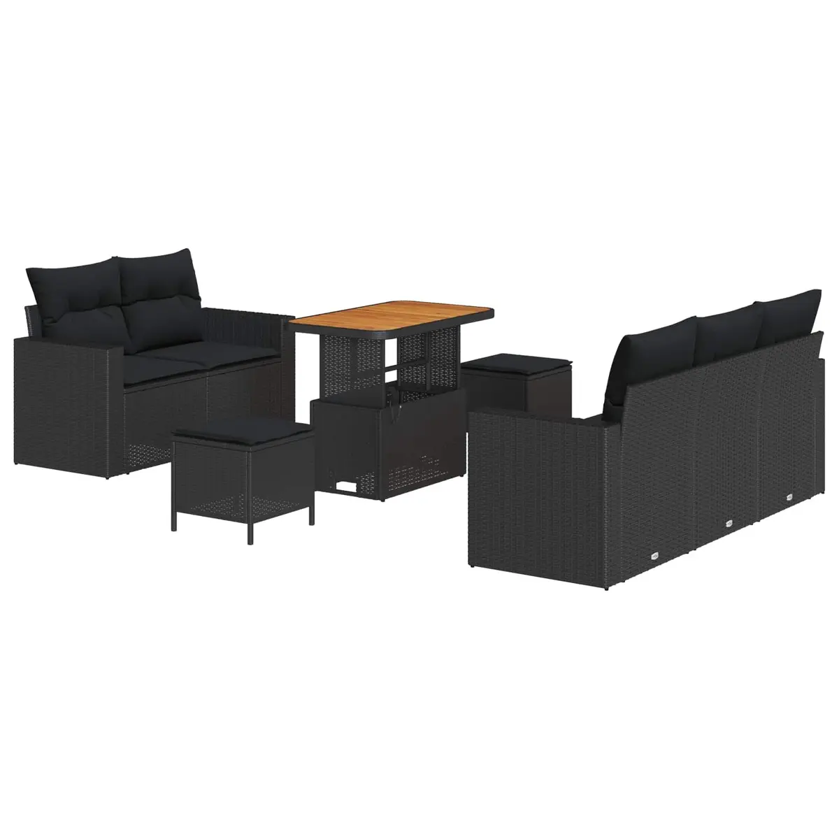 Modular Garden Sofa Set 8 Piece Outdoor Poly Rattan Furniture with Storage Black