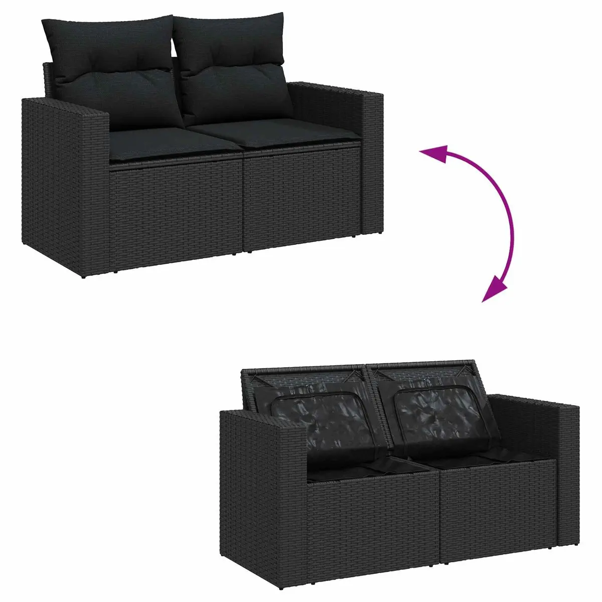 Modular Garden Sofa Set 17 Pieces Black Poly Rattan Outdoor Patio Seating