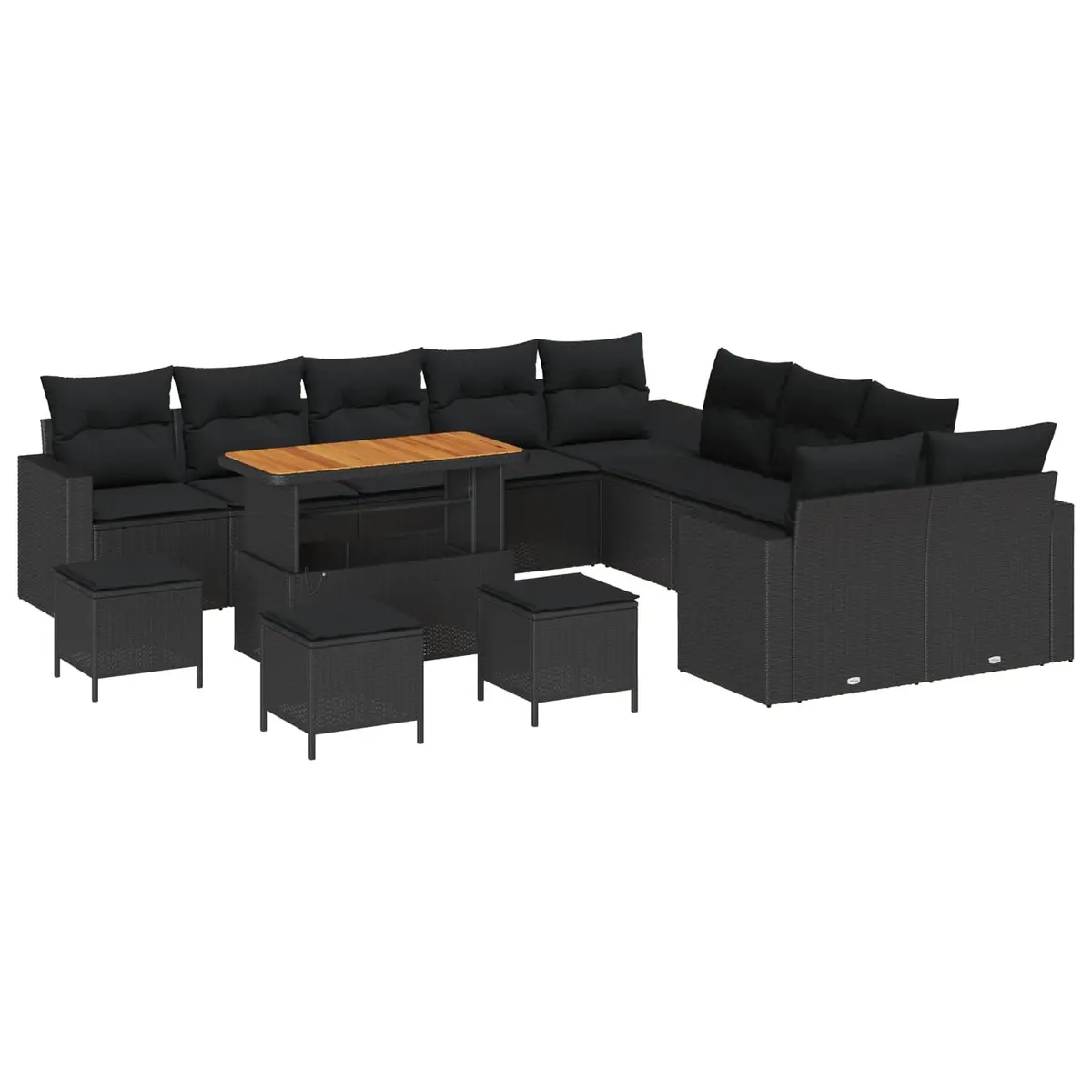 Modular Garden Sofa Set 18 Pieces Black Poly Rattan Outdoor Seating Patio