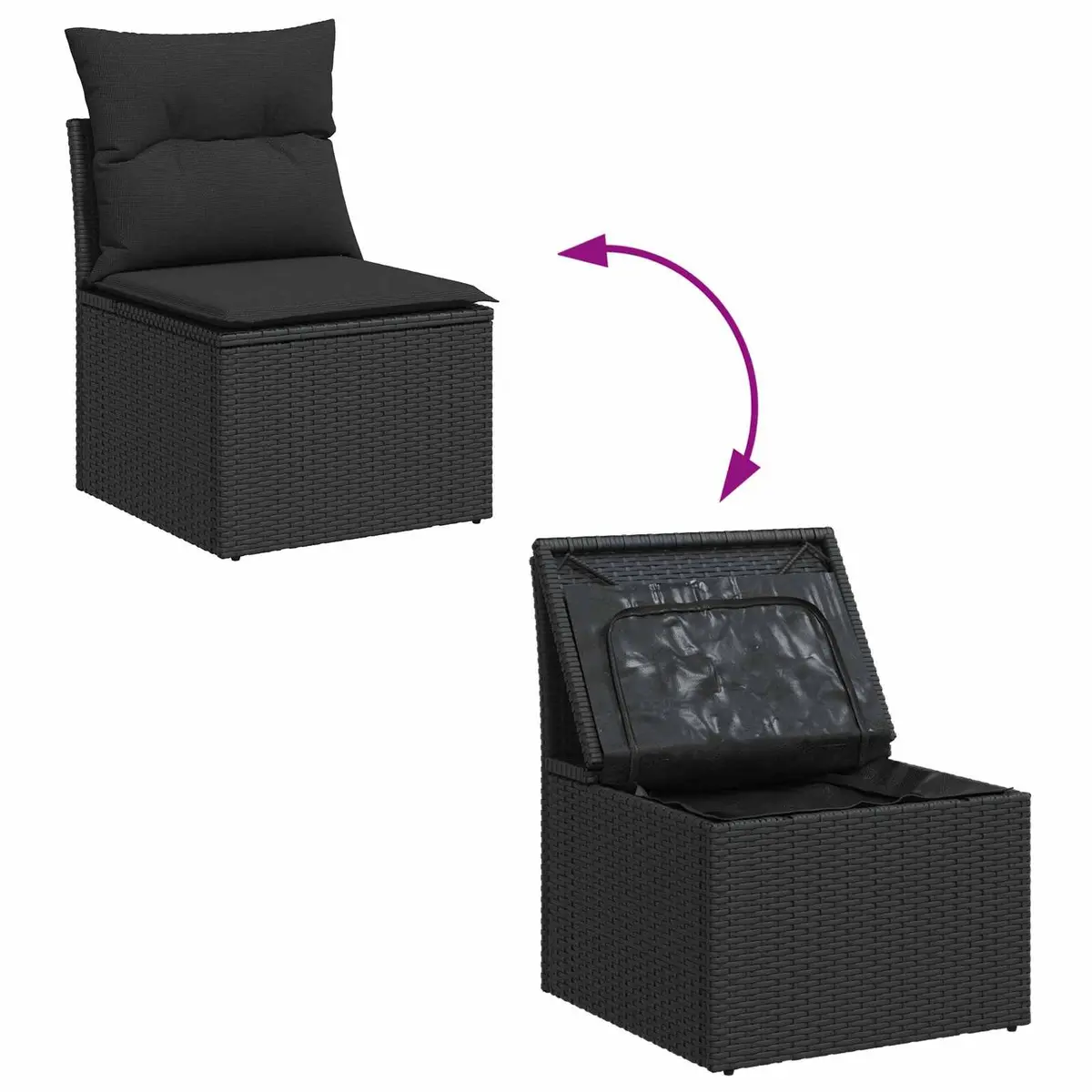 Modular Garden Sofa Set 9 Pieces Black Outdoor Seating Patio Furniture
