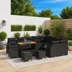Outdoor Garden Sofa Set 13 Pieces Modular Black Poly Rattan Patio Furniture