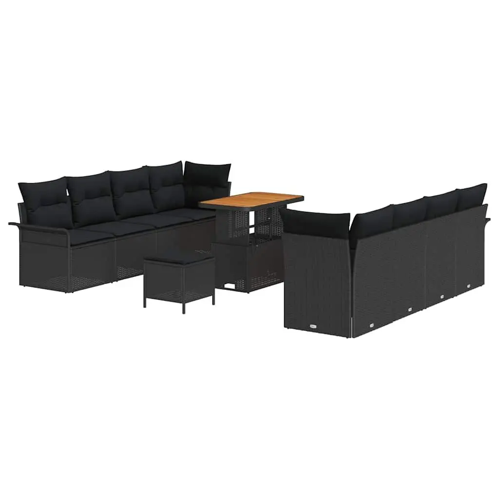 Outdoor Garden Sofa Set with Storage Modular Rattan Furniture Black Seating