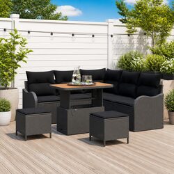 Outdoor Garden Sofa Set 8 Piece Modular Seating with Storage Black Patio