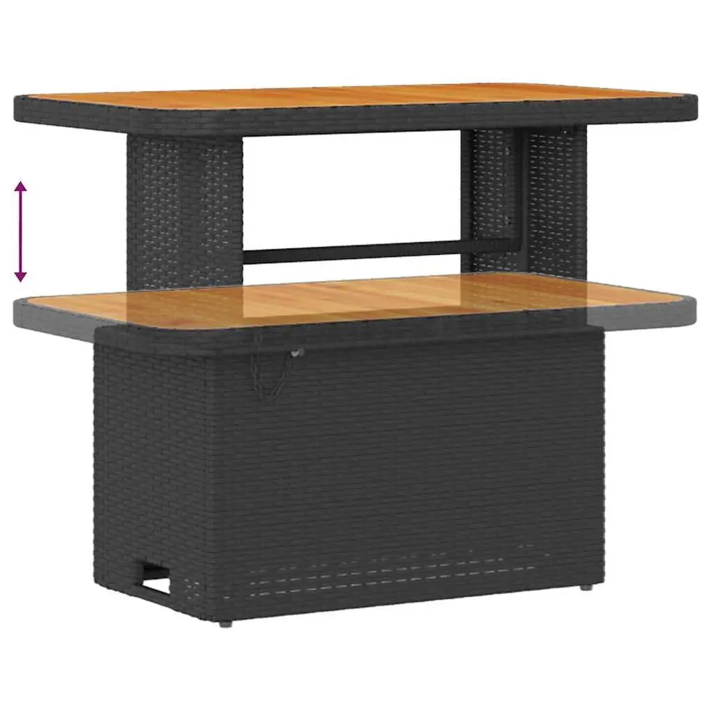 Outdoor Garden Sofa Set 11 Piece Modular Black Poly Rattan with Storage Cushions