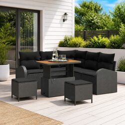 Outdoor Garden Sofa Set 8 Pieces Modular Seating with Storage Black