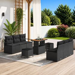 Outdoor Garden Sofa Set 9 Piece Modular Poly Rattan Patio Furniture with Storage