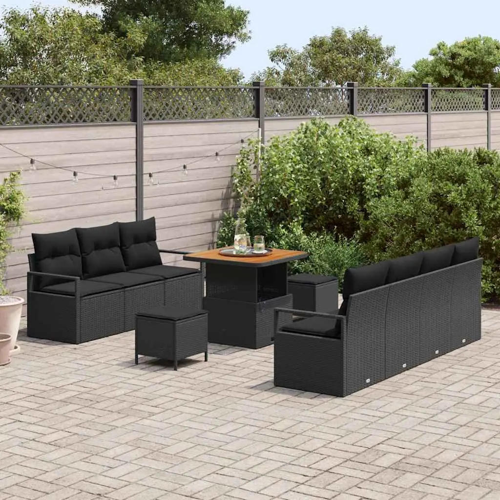 Outdoor Garden Sofa Set 10 Pieces with Storage Black Patio Seating Furniture