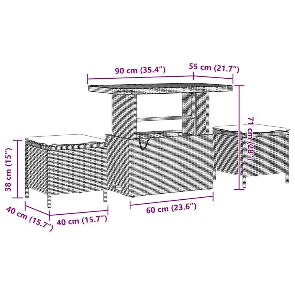 Outdoor Sofa Set 10-Piece Black Garden Furniture Reclining Seating with Storage