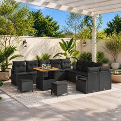 Outdoor Garden Sofa Set 13 Piece Patio Furniture with Storage Cushions Black
