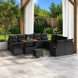 Outdoor Garden Sofa Set with Storage 13 Pieces Black Patio Rattan Furniture