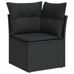 Outdoor Garden Sofa Set 9 Piece Black Poly Rattan Modular Lounge with Cushions