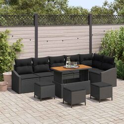 Outdoor Garden Sofa Set 10 Piece Modular Black Poly Rattan Patio Seating with