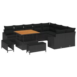 Outdoor Garden Sofa Set 12 Piece Modular Poly Rattan Black Furniture Lounge
