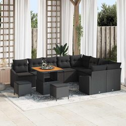 Outdoor Garden Sofa Set 12 Piece Modular Black Poly Rattan Sectional Seating