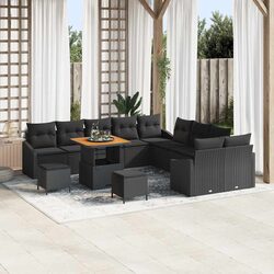 Outdoor Garden Sofa Set 13 Pcs Modular Seating Black Poly Rattan Patio Furniture