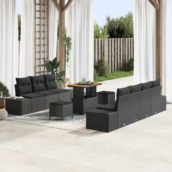 Outdoor Garden Sofa Set 10 Piece Modular Patio Seating Black Poly Rattan