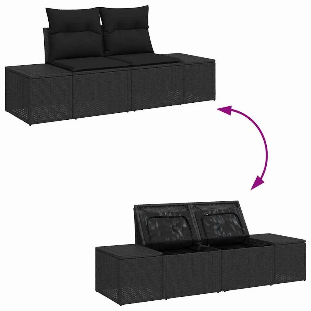 Outdoor Garden Sofa Set Modular Patio Seating 10 Piece Black Poly Rattan
