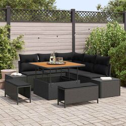 Outdoor Garden Sofa Set 8 Piece Modular Lounge with Storage Compartments Black