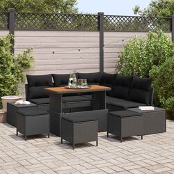 Outdoor Garden Sofa Set 9 Pieces Modular Poly Rattan Lounge Furniture with