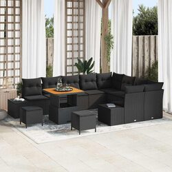 Outdoor Garden Sofa Set 12 Pieces Black Poly Rattan Modular Patio Seating