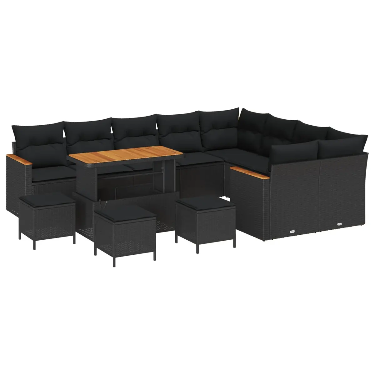 Modular Garden Sofa Set 13 Pieces Black Poly Rattan Outdoor Furniture
