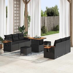 Outdoor Garden Sofa Set 11 Piece Modular Lounge Black Rattan Furniture Patio
