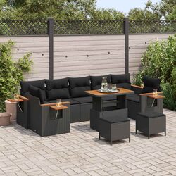 Outdoor Modular Sofa Set 13 Pieces Black Poly Rattan Garden Seating Furniture