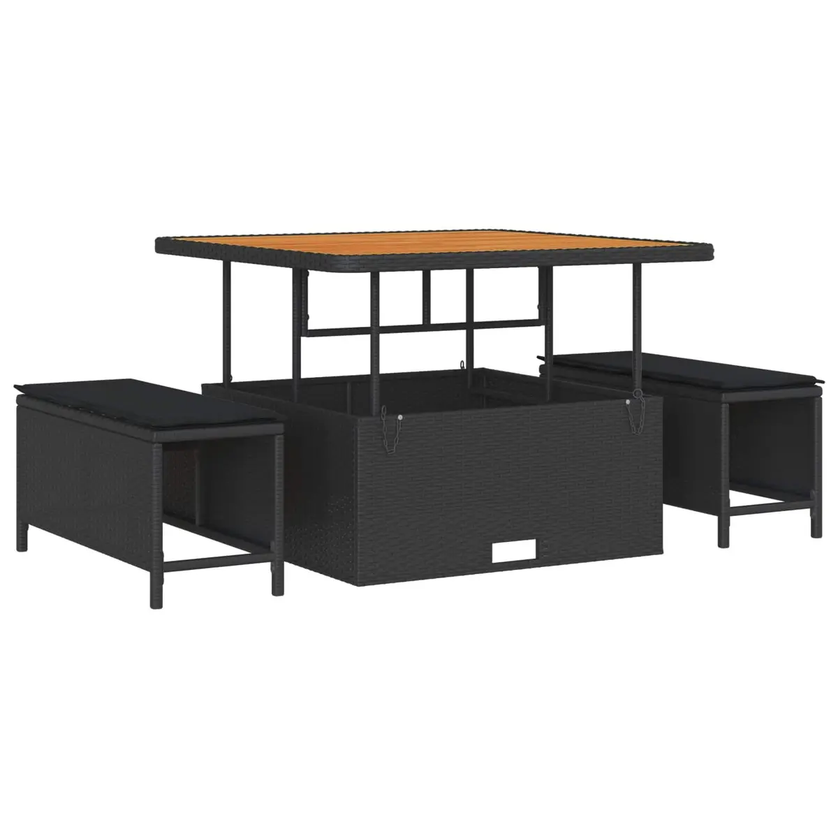 Modular Garden Sofa Set 13 Piece Black Poly Rattan Outdoor Seating with Cushions