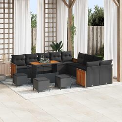 Modular Garden Sofa Set 18 Pieces Black Outdoor Seating Rattan Patio Furniture