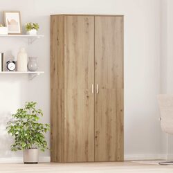 Highboard Storage Cabinet 80 x 39 x 178 cm Engineered Wood Beige Shoe Organiser