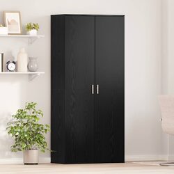 Highboard Storage Cabinet with Shelf Black Oak 80 x 39 x 178 cm Living Room