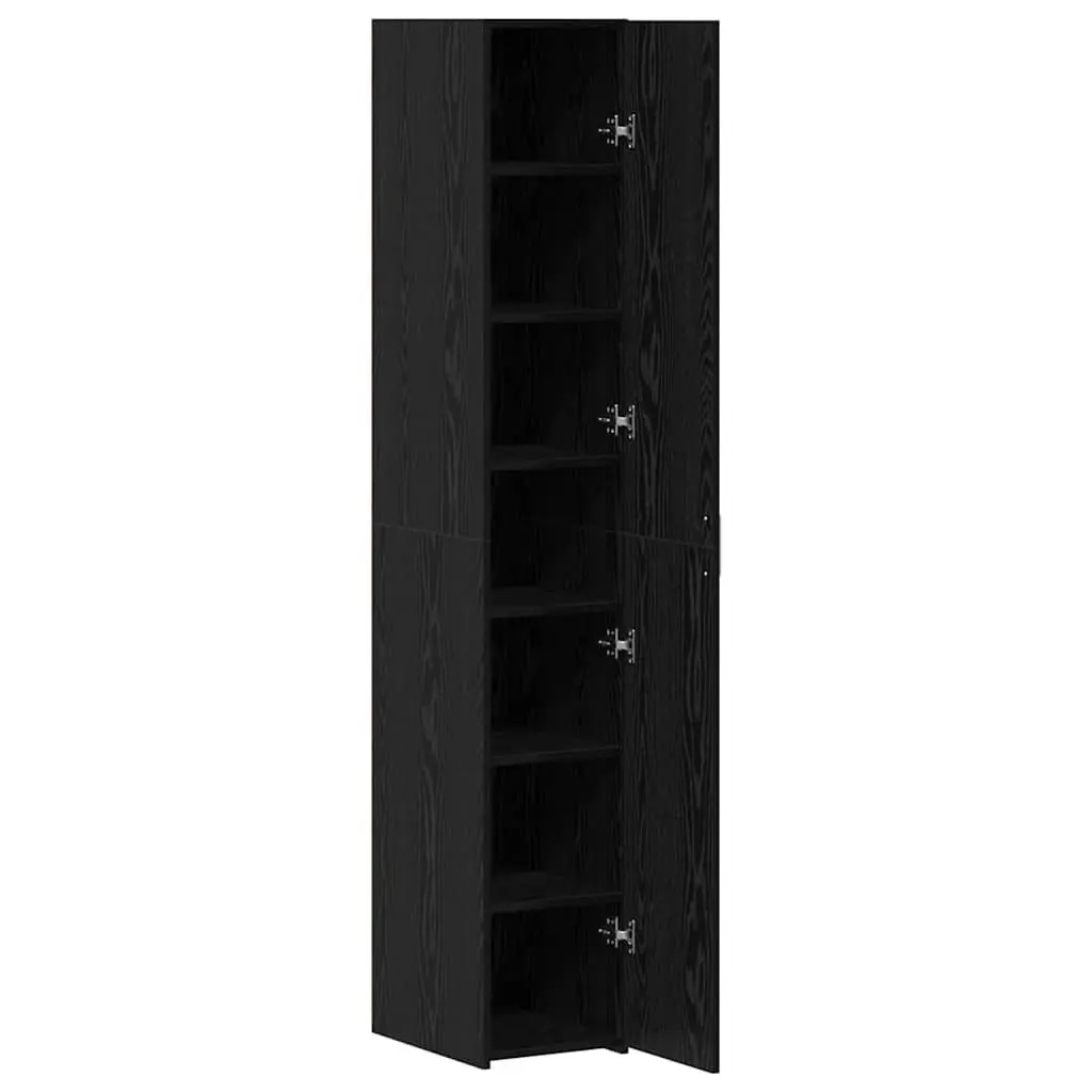 Highboard Black Oak Storage Cabinet Engineered Wood 30 W x 42.5 D x 185 H cm